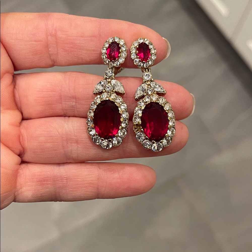 Radiant Ruby and Gold Crystal Earrings